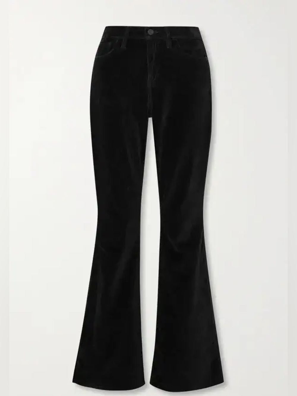 NWT FRAME Le High Flare Velveteen Pants Black 28 High Rise Quiet Luxury 70s